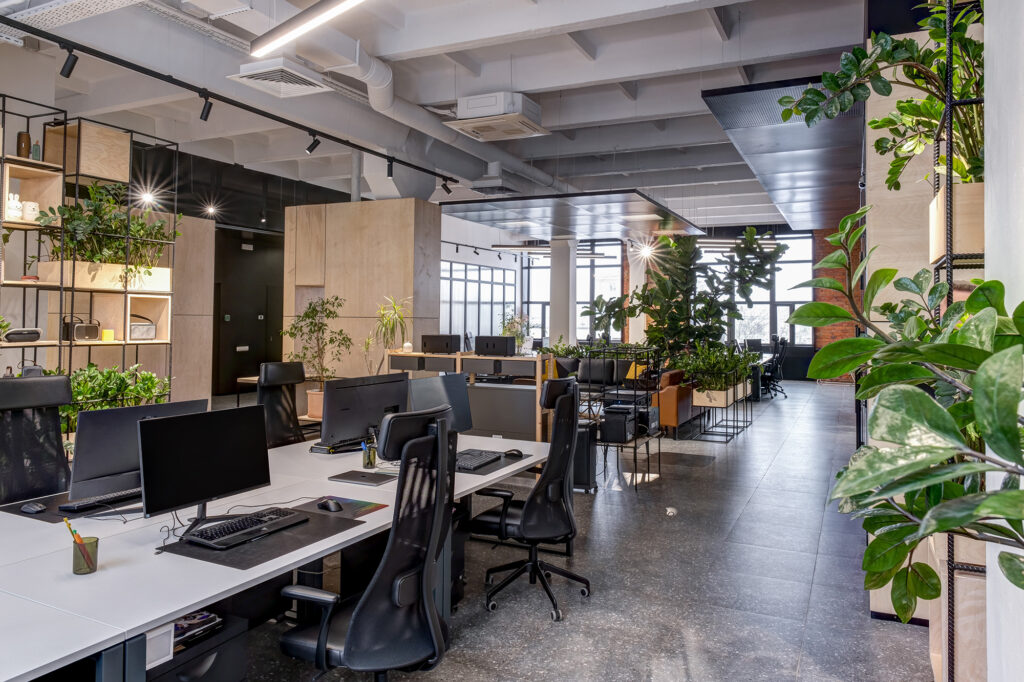 Gray tile flooring in a large office setting by Flooring 101 in Oxnard, CA - Ventura, CA - Bakersfield, CA - Goleta, CA - Thousand Oaks, CA - Santa Maria, CA - Simi Valley, CA.